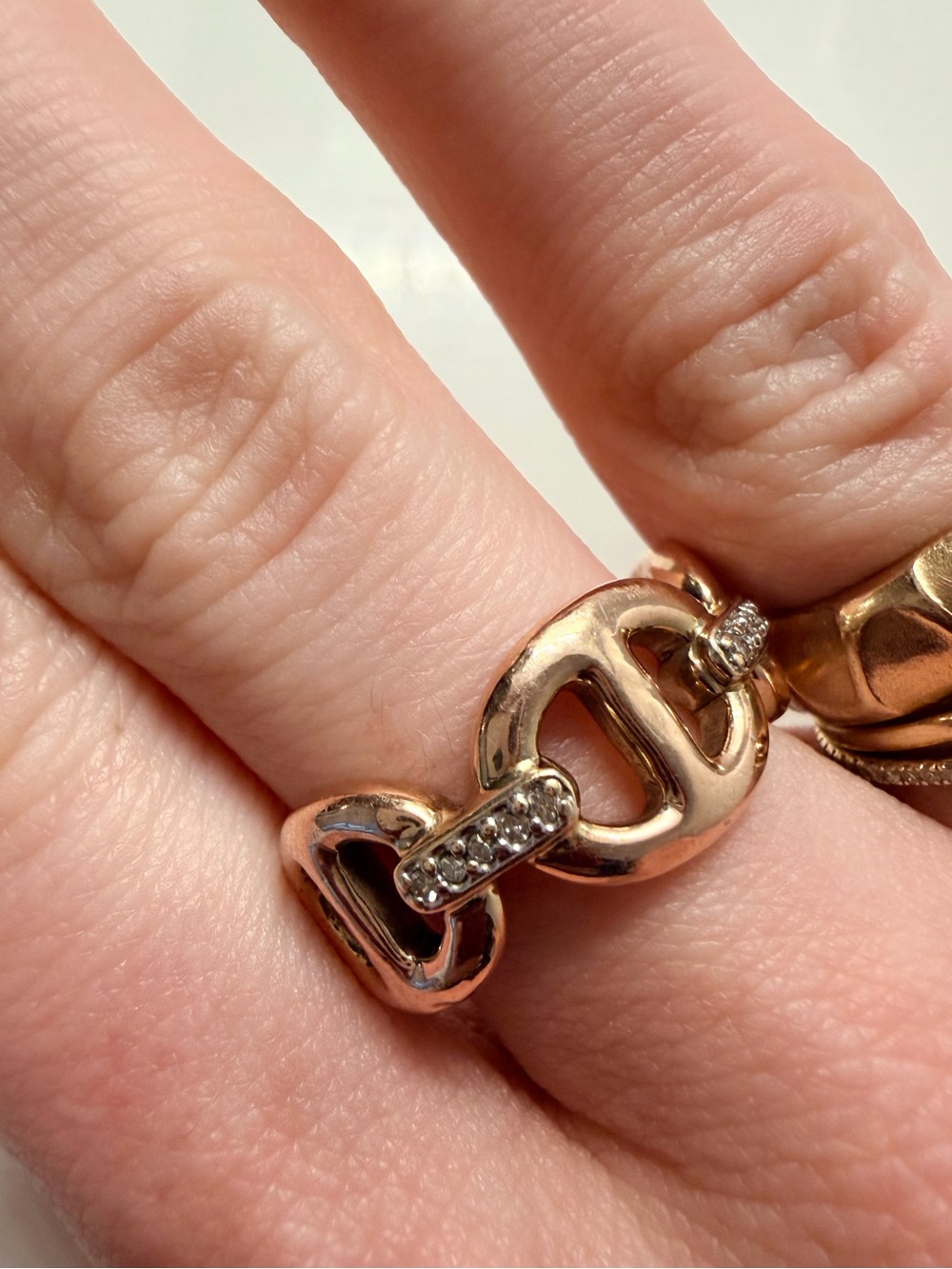14k Solid Rose/Yellow Gold Natural Diamond Mariner Ring Size 8